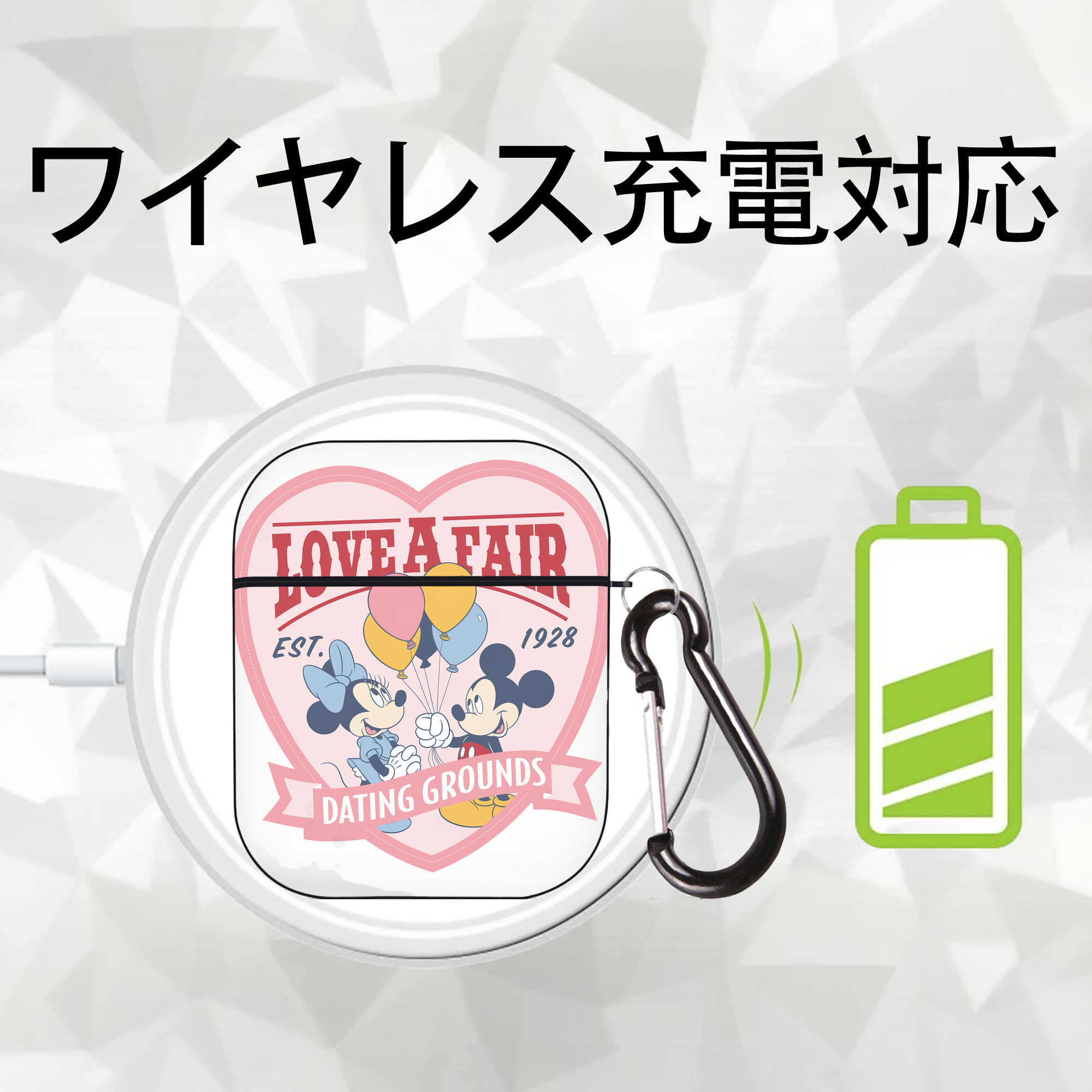 ミッキーマウス Mickey Mouse AirPods 第2世代保護ケース ハードシェル ブラック 耐衝撃・防指紋・カラビナ付き