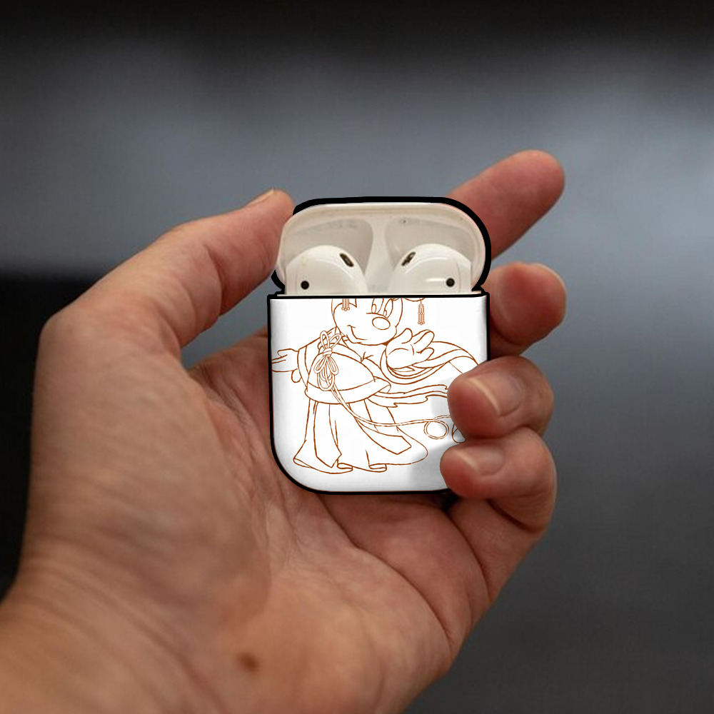 ミッキーマウス Mickey Mouse AirPods 第2世代保護ケース ハードシェル ブラック 耐衝撃・防指紋・カラビナ付き