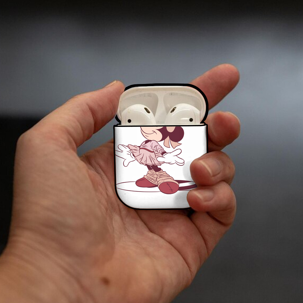 ミッキーマウス Mickey Mouse AirPods 第2世代保護ケース ハードシェル ブラック 耐衝撃・防指紋・カラビナ付き