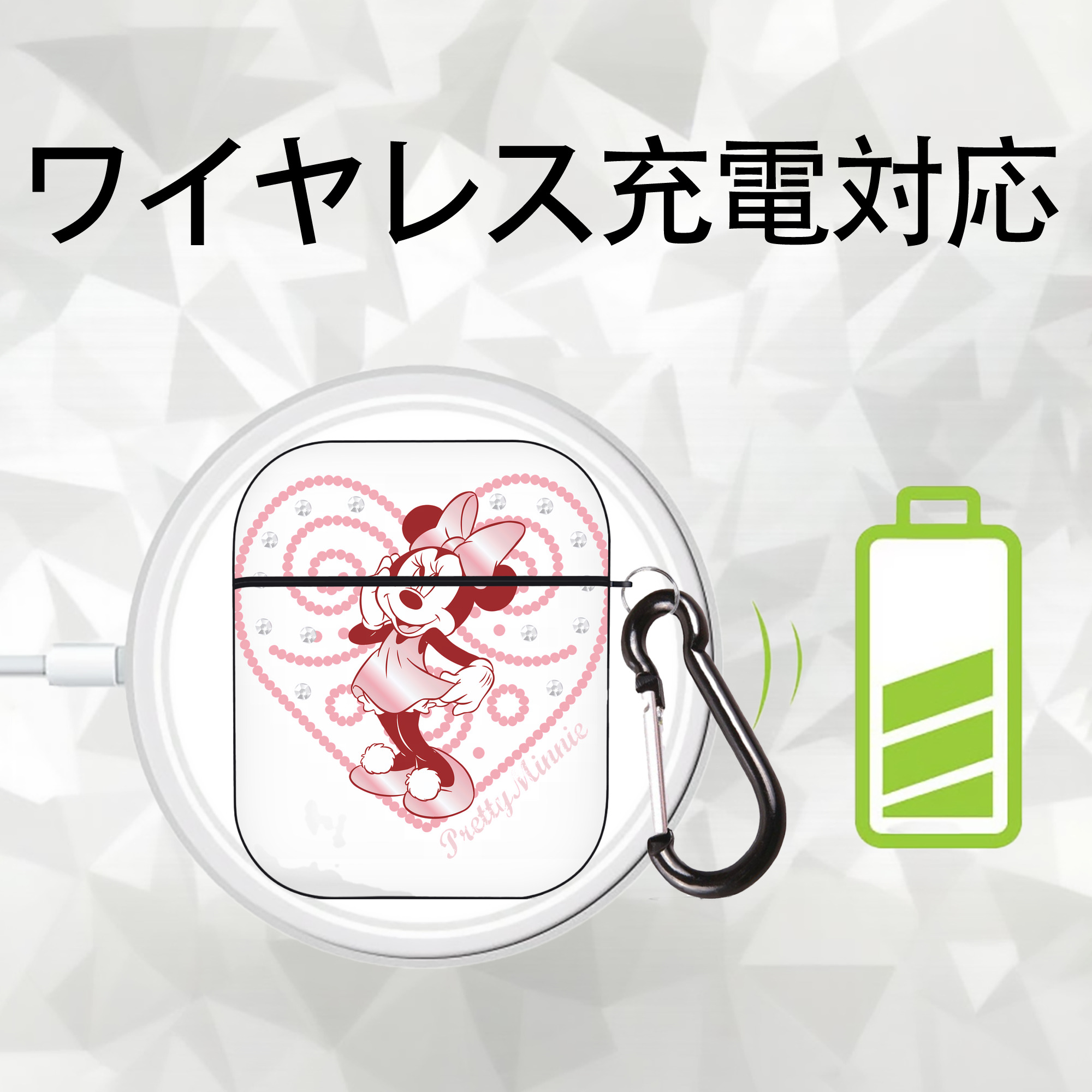 ミッキーマウス Mickey Mouse AirPods 第2世代保護ケース ハードシェル ブラック 耐衝撃・防指紋・カラビナ付き