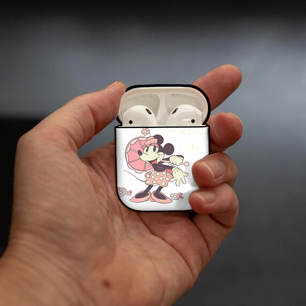 ミッキーマウス Mickey Mouse AirPods 第2世代保護ケース ハードシェル ブラック 耐衝撃・防指紋・カラビナ付き