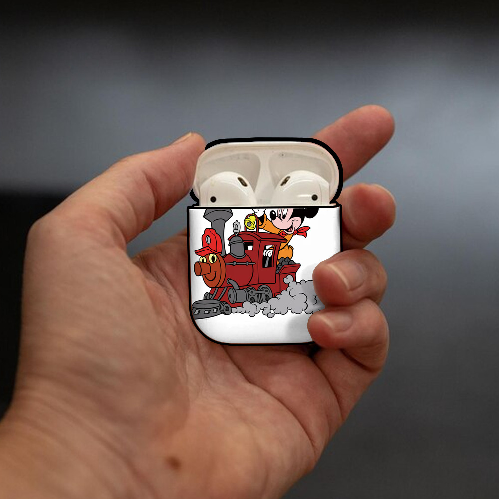 ミッキーマウス Mickey Mouse AirPods 第2世代保護ケース ハードシェル ブラック 耐衝撃・防指紋・カラビナ付き