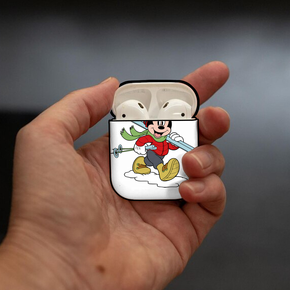 ミッキーマウス Mickey Mouse AirPods 第2世代保護ケース ハードシェル ブラック 耐衝撃・防指紋・カラビナ付き