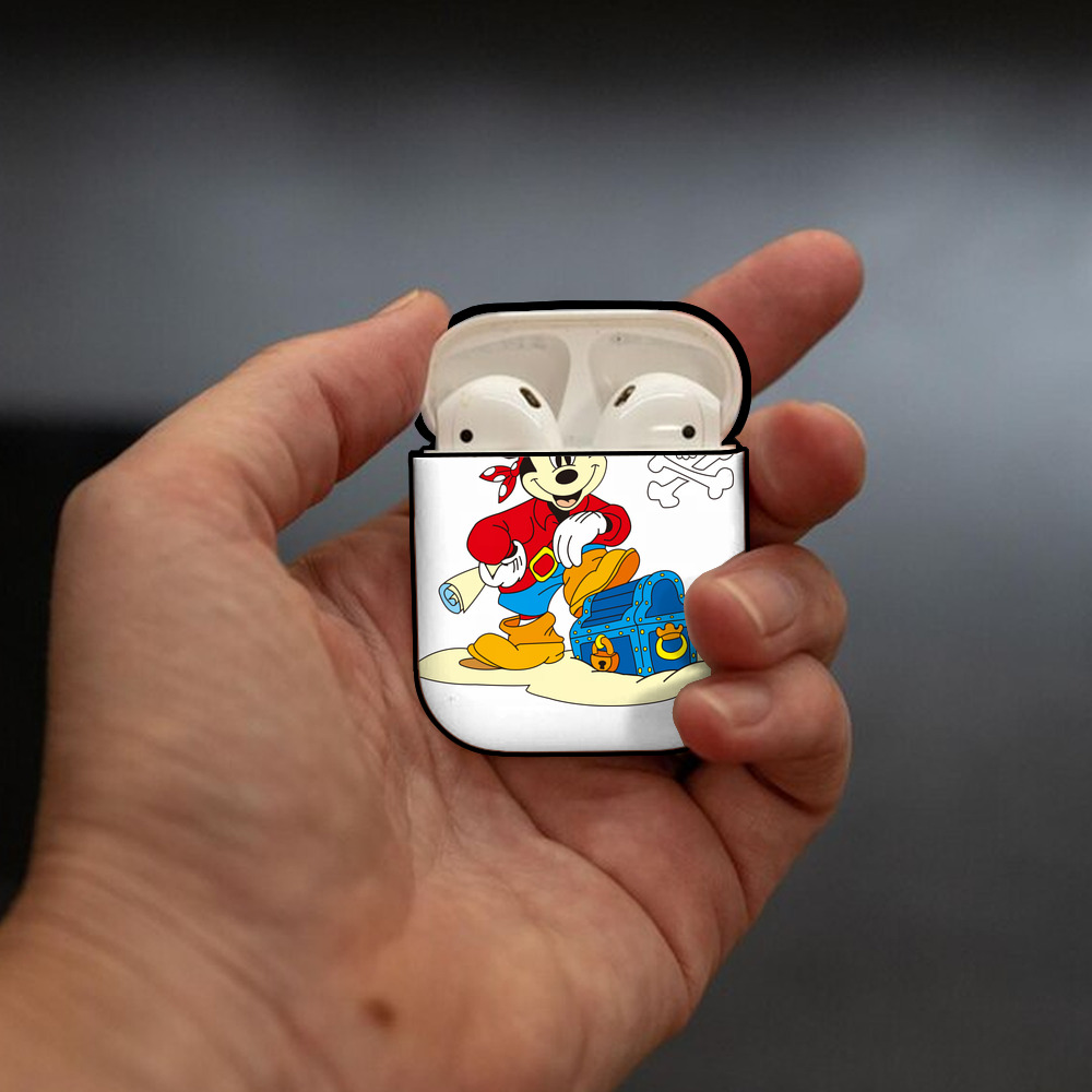 ミッキーマウス Mickey Mouse AirPods 第2世代保護ケース ハードシェル ブラック 耐衝撃・防指紋・カラビナ付き