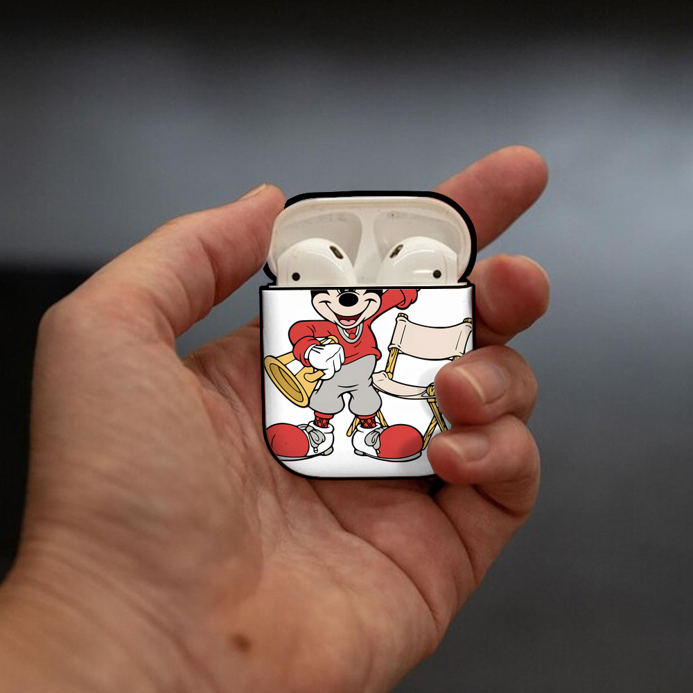 ミッキーマウス Mickey Mouse AirPods 第2世代保護ケース ハードシェル ブラック 耐衝撃・防指紋・カラビナ付き