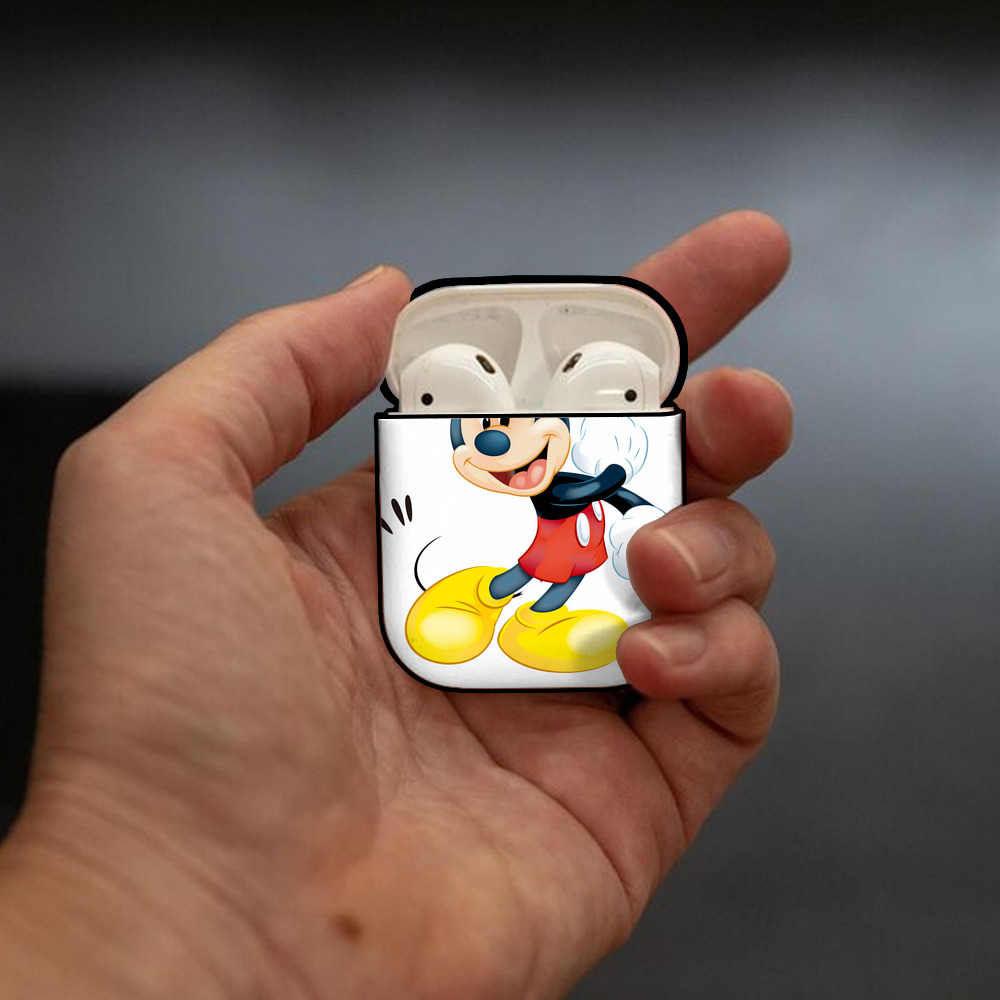 ミッキーマウス Mickey Mouse AirPods 第2世代保護ケース ハードシェル ブラック 耐衝撃・防指紋・カラビナ付き