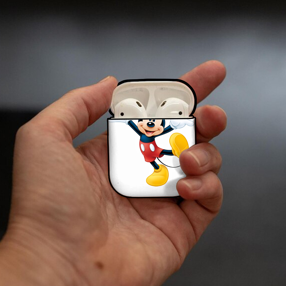 ミッキーマウス Mickey Mouse AirPods 第2世代保護ケース ハードシェル ブラック 耐衝撃・防指紋・カラビナ付き