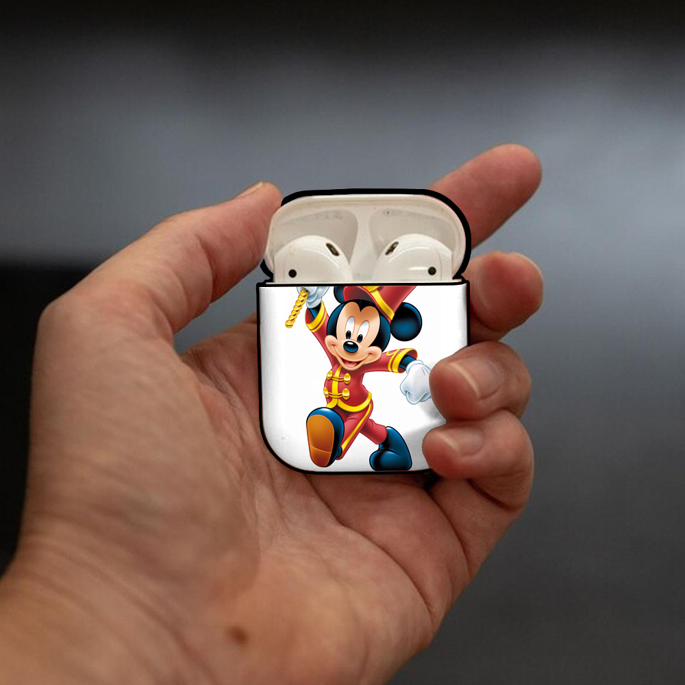 ミッキーマウス Mickey Mouse AirPods 第2世代保護ケース ハードシェル ブラック 耐衝撃・防指紋・カラビナ付き