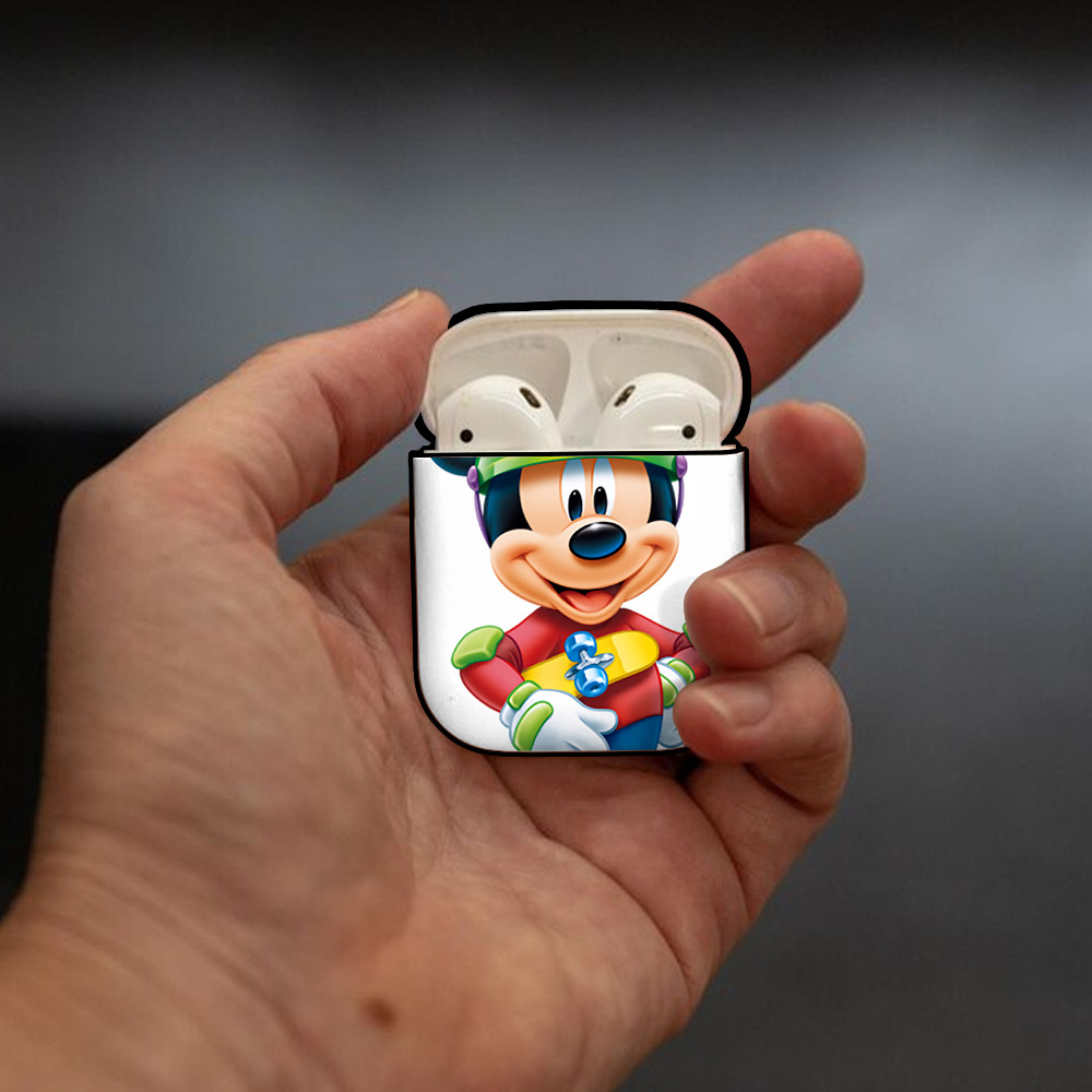 ミッキーマウス Mickey Mouse AirPods 第2世代保護ケース ハードシェル ブラック 耐衝撃・防指紋・カラビナ付き