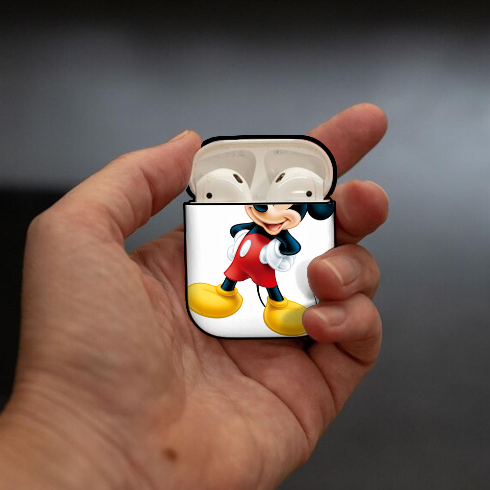 ミッキーマウス Mickey Mouse AirPods 第2世代保護ケース ハードシェル ブラック 耐衝撃・防指紋・カラビナ付き