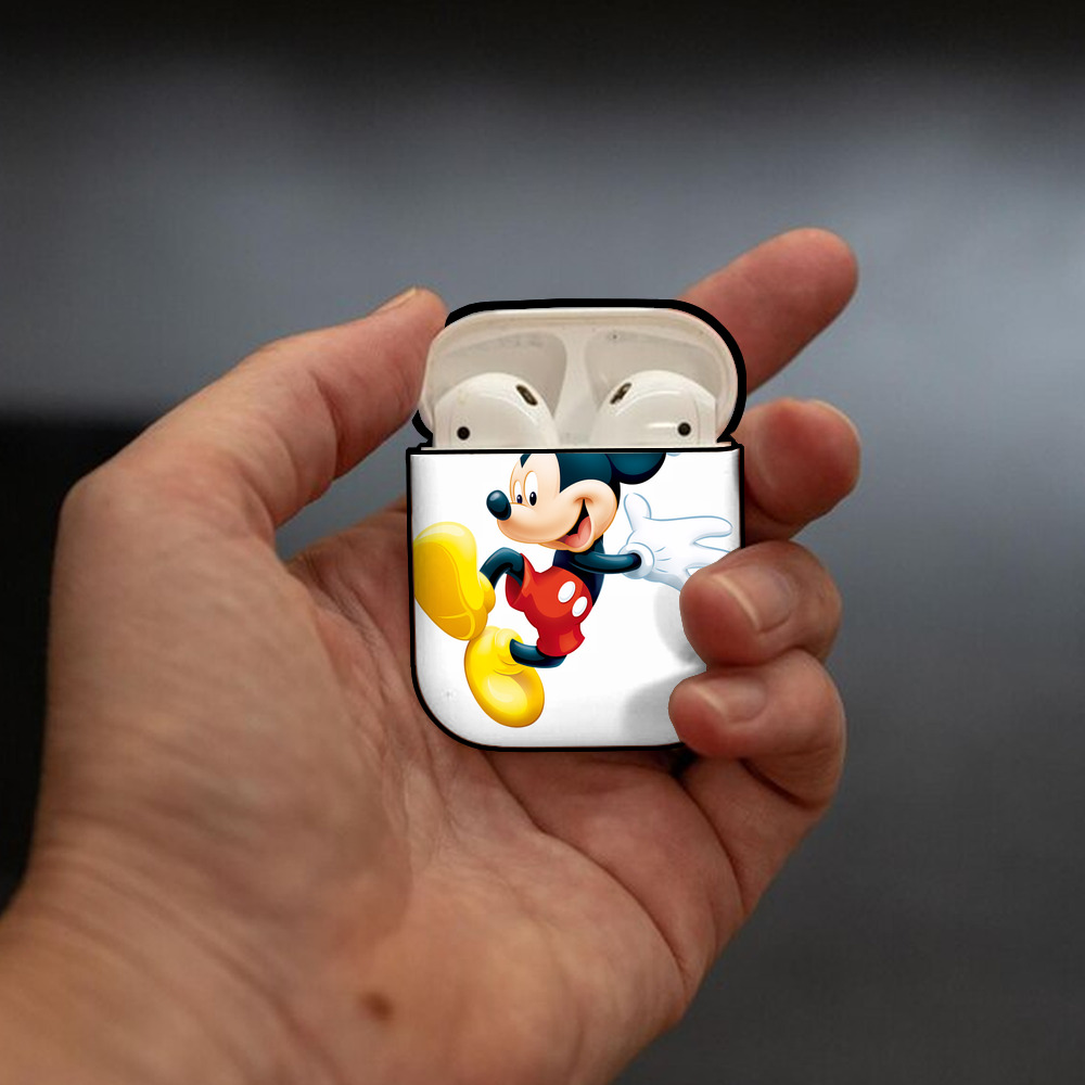 ミッキーマウス Mickey Mouse AirPods 第2世代保護ケース ハードシェル ブラック 耐衝撃・防指紋・カラビナ付き