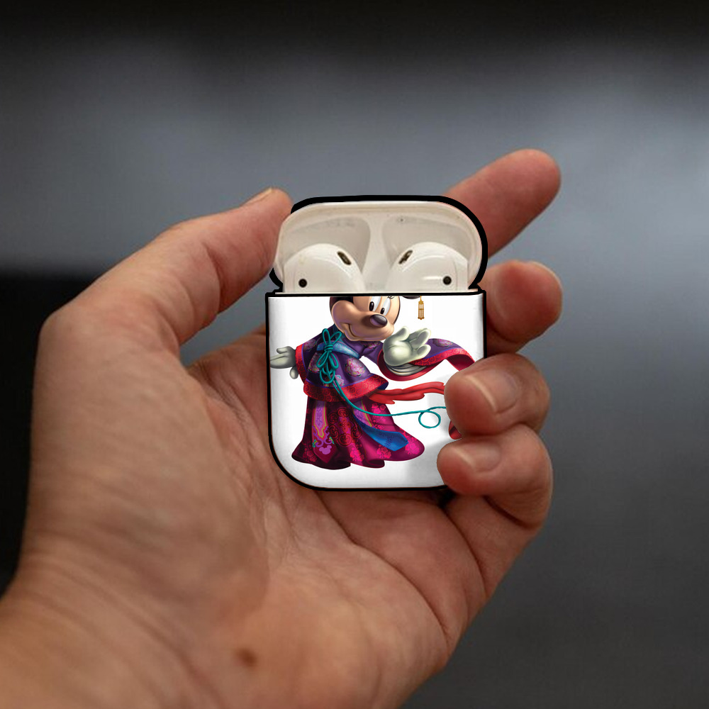 ミッキーマウス Mickey Mouse AirPods 第2世代保護ケース ハードシェル ブラック 耐衝撃・防指紋・カラビナ付き