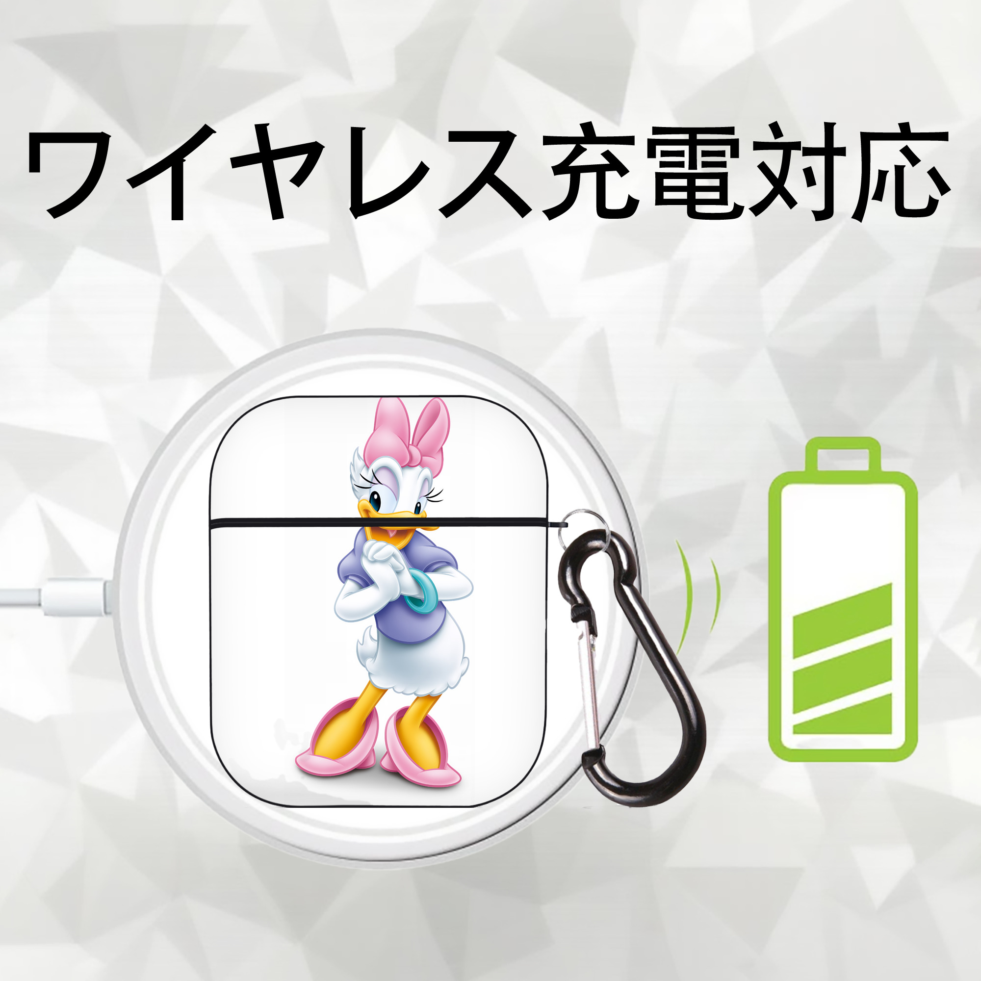 ミッキーマウス Mickey Mouse AirPods 第2世代保護ケース ハードシェル ブラック 耐衝撃・防指紋・カラビナ付き