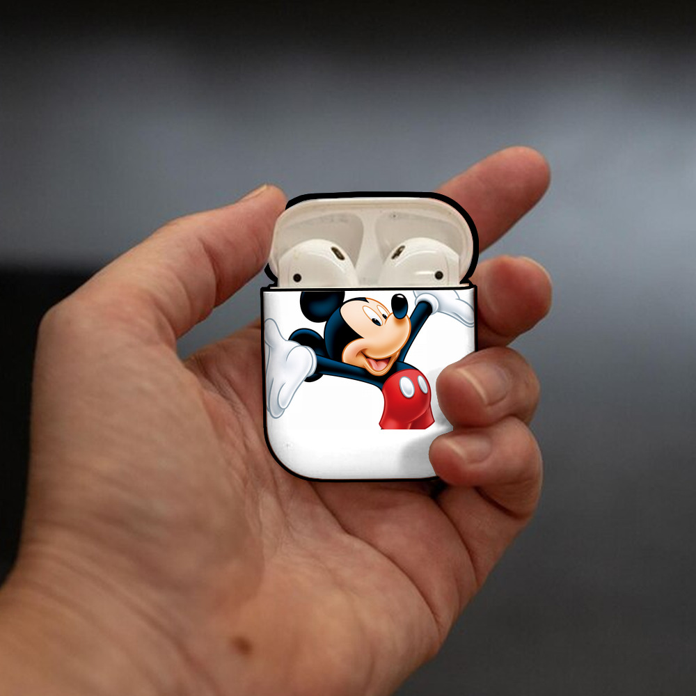 ミッキーマウス Mickey Mouse AirPods 第2世代保護ケース ハードシェル ブラック 耐衝撃・防指紋・カラビナ付き