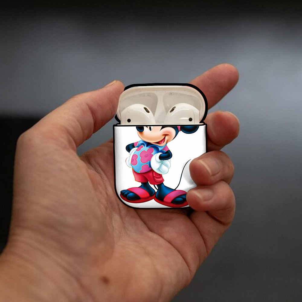 ミッキーマウス Mickey Mouse AirPods 第2世代保護ケース ハードシェル ブラック 耐衝撃・防指紋・カラビナ付き