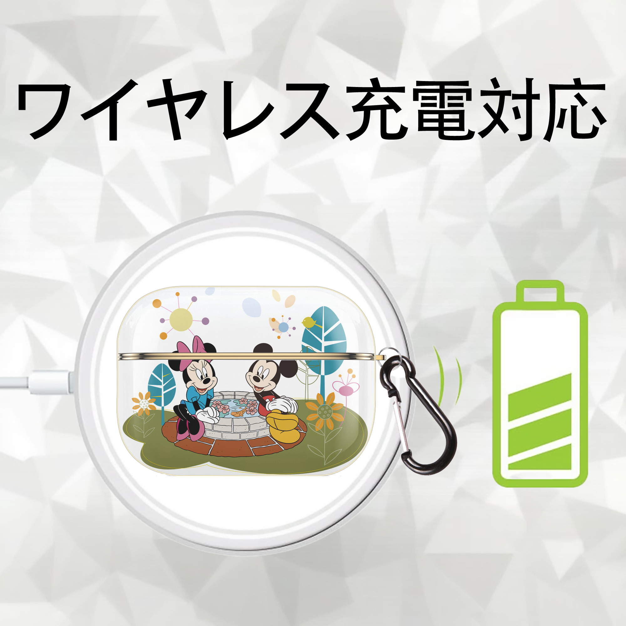 ミッキーマウス Mickey Mouse 【AirPods Pro用】ハードシェル保護ケース｜耐衝撃・防指紋・カラビナ付き商品仕様